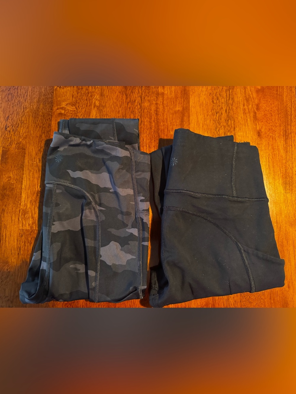 2 pair of Athleta- Gray Camo & Black Leggings